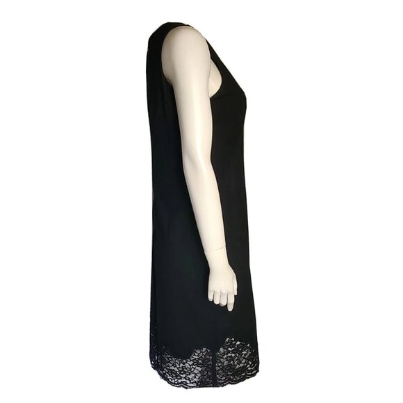 Vince Camuto Dress Womens Size 8 Solid All Black Sleeveless Lace Hem Zip Back - Picture 4 of 7